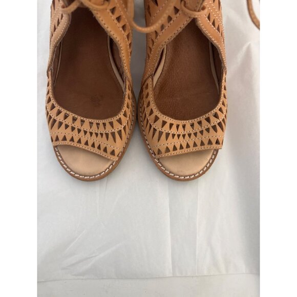 Jeffrey Campbell Block Heel 9 Cordillo Tan Cutout Lace-Up Sandal Coastal Cowgirl - Picture 4 of 12